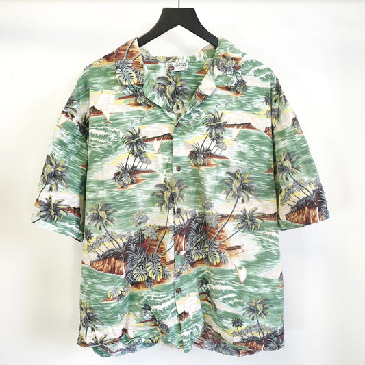 (XXL) Vintage 90s Pacific Legend Hawaiian Shirt Men's XXL Floral Tropical Green Palm