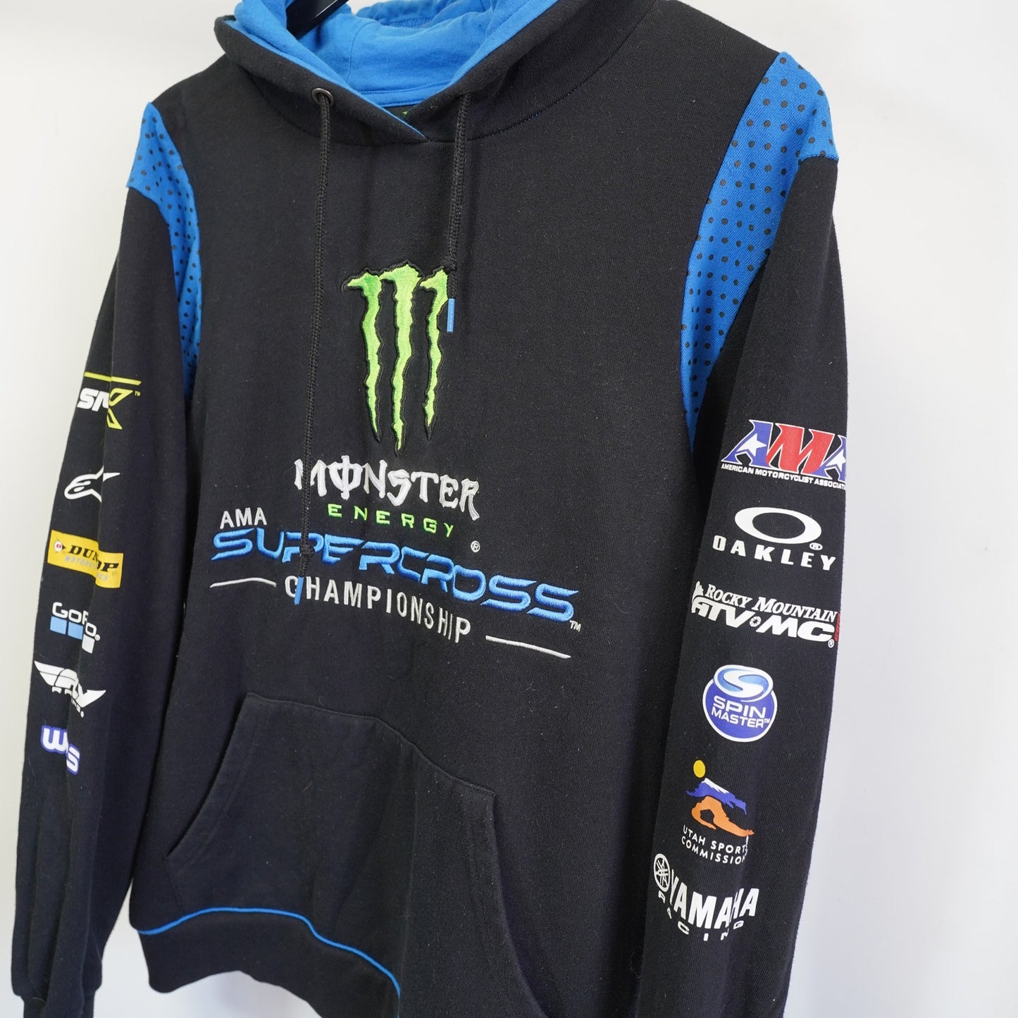 (L) Vintage Monster Energy Y2K Supercross Biker Sewn Hoodie Men's L 2000s Black