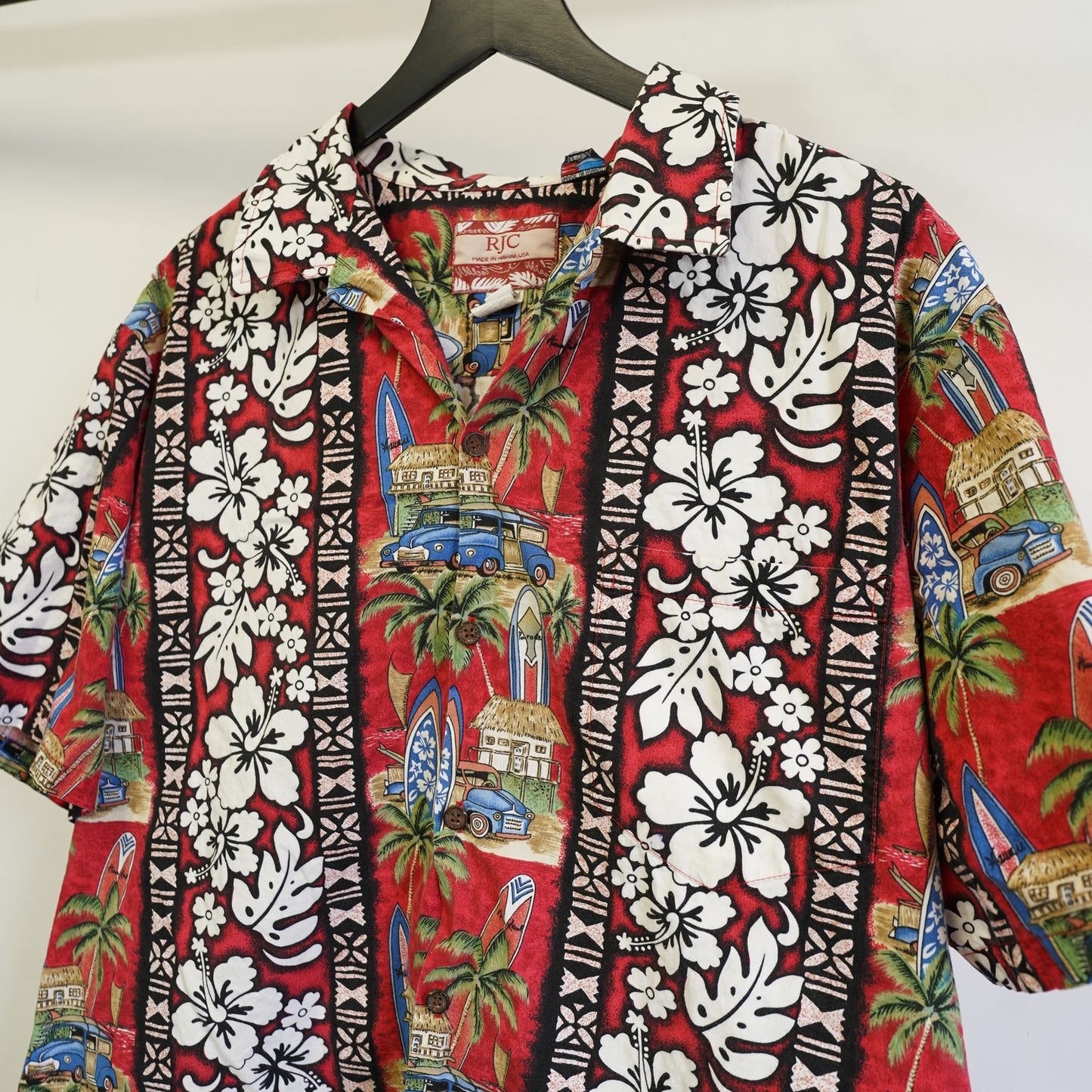 (XXL) Vintage 90's RJC Hawaiian Shirt Men's 2XL Floral Tropical Surf XXL Red
