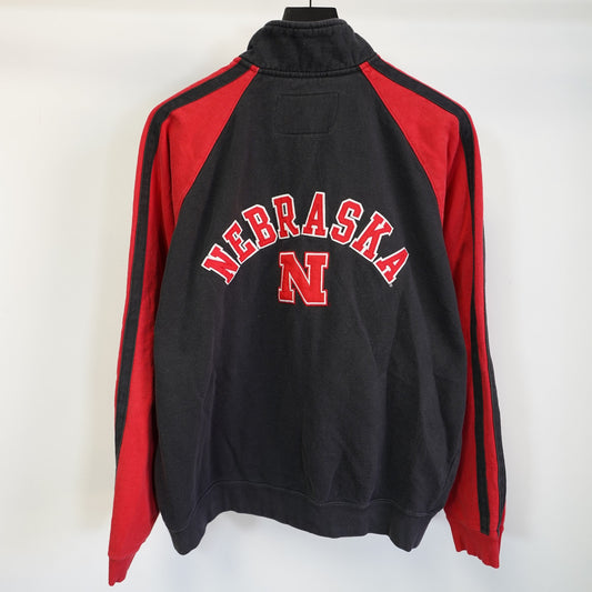 (L) Vintage Nebraska Corn Huskers Champion Jacket Men's L Black Red Two Tone Sewn