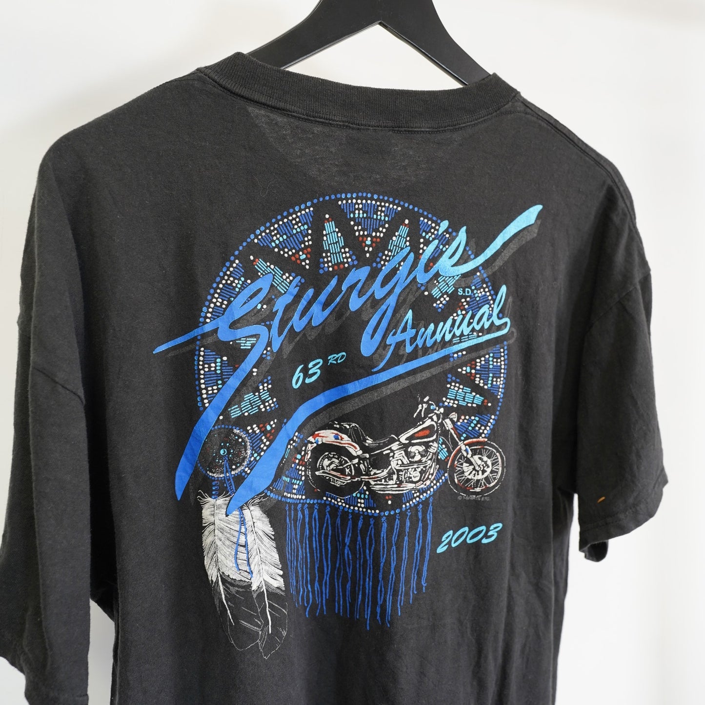 (XL) Vintage Sturgis Biker Rally T-Shirt Men's XL Black 2003 Y2K Motorcycle Delta