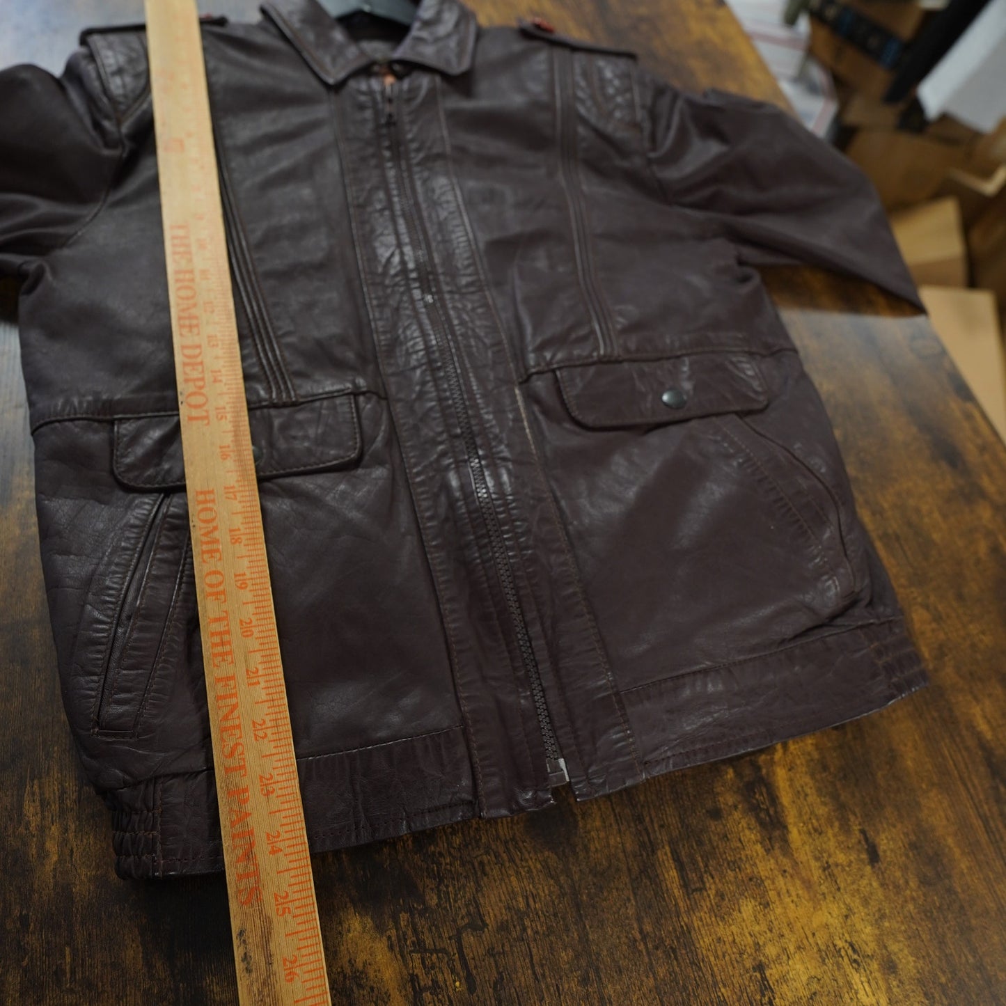 (M/L) True Vintage Colmer 70s Spanish Leather Brown Bomber Motorcycle Jacket Men's M-L