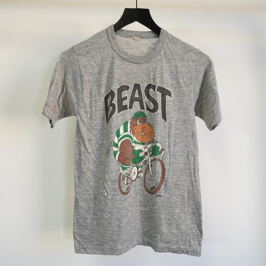 (XS) True Vintage 1980 Beast Bicycle Single Stitch T-Shirt Unisex Gray Distressed