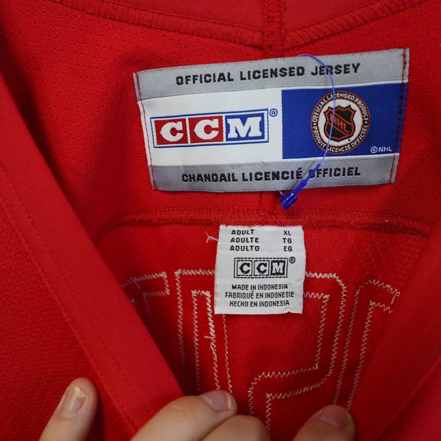 (XL) Vintage CCM Detroit Redwings Embroidered Hockey Jersey Men's XL Red NHL Sewn