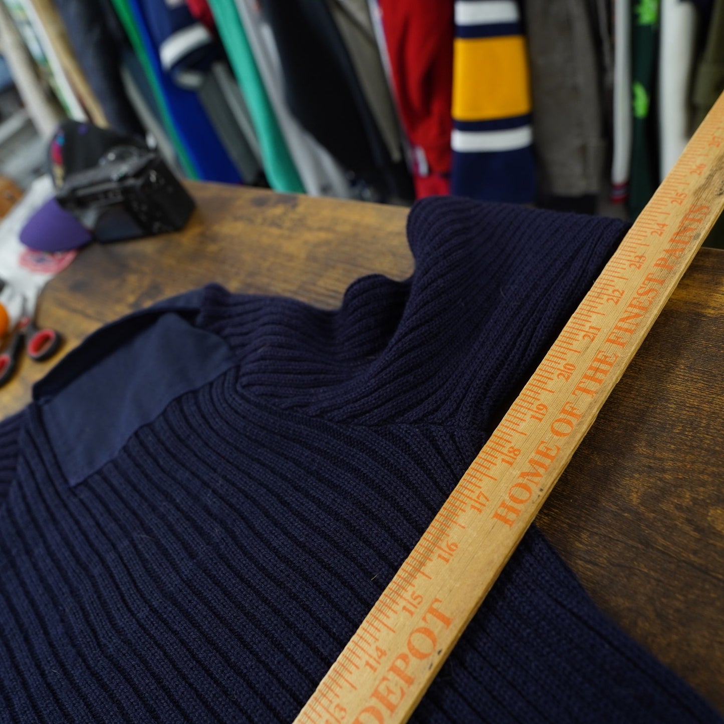 (L) True Vintage U.S. Navy Ribbed Commando Wool Knit Sweater Woolly Pully Men's L 46