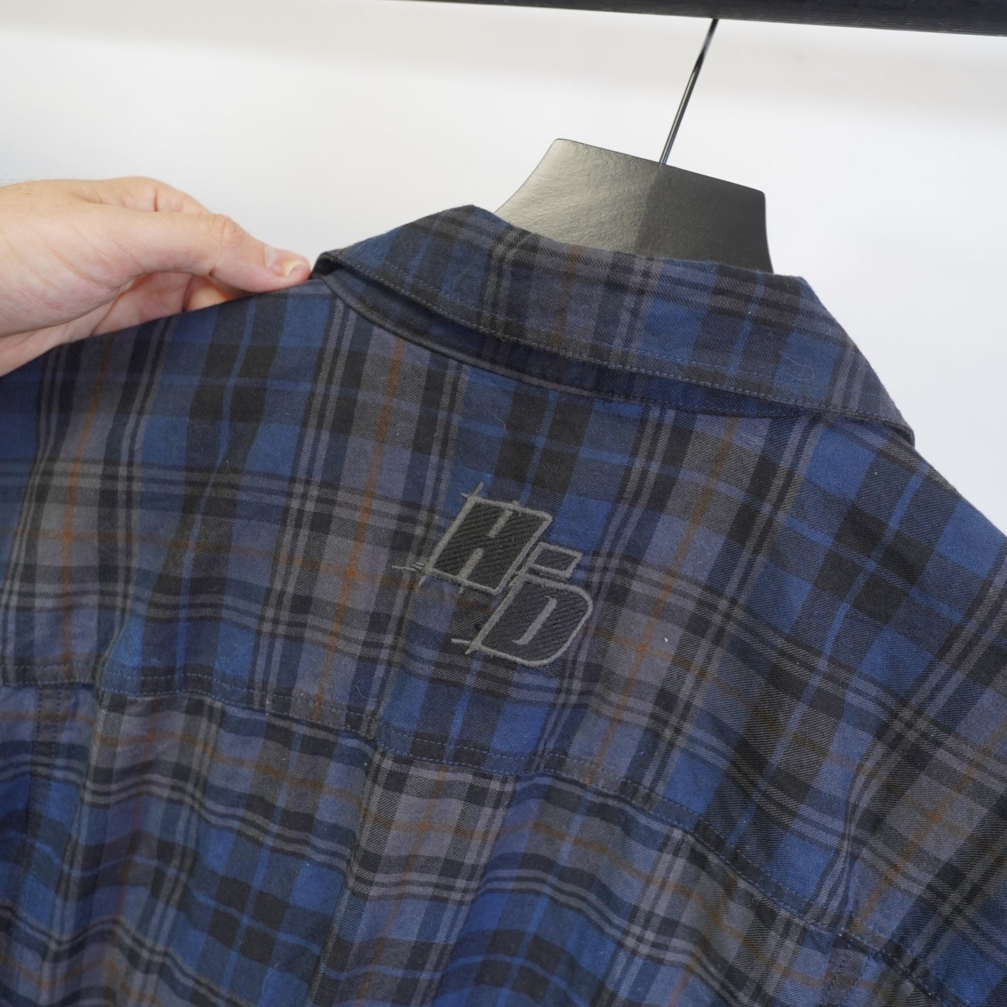 (L) Harley Davidson Motorcycles Plaid Biker Button Up Shirt Men's L Blue Black