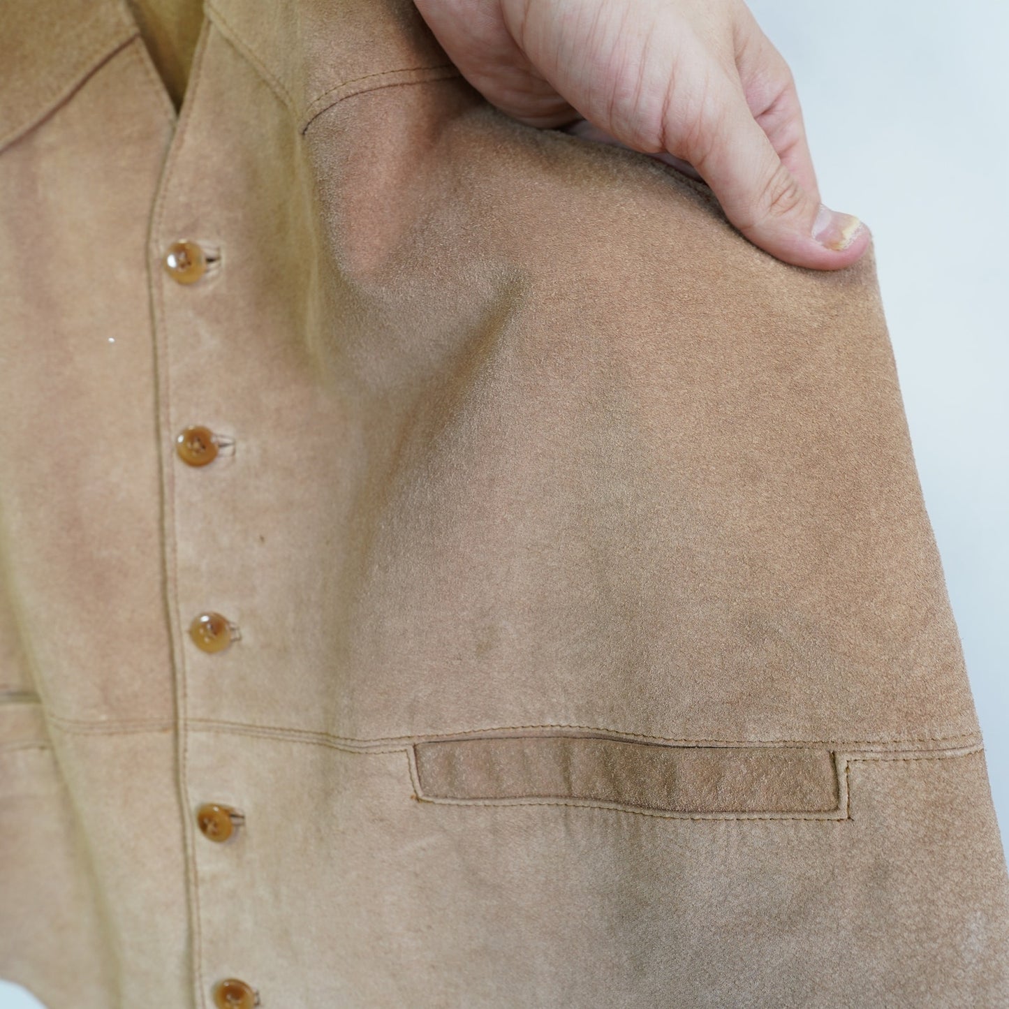 (L) Vintage Pelle Sport Western Suede Leather Vest Men's L Tan Cowboy 90s Indie