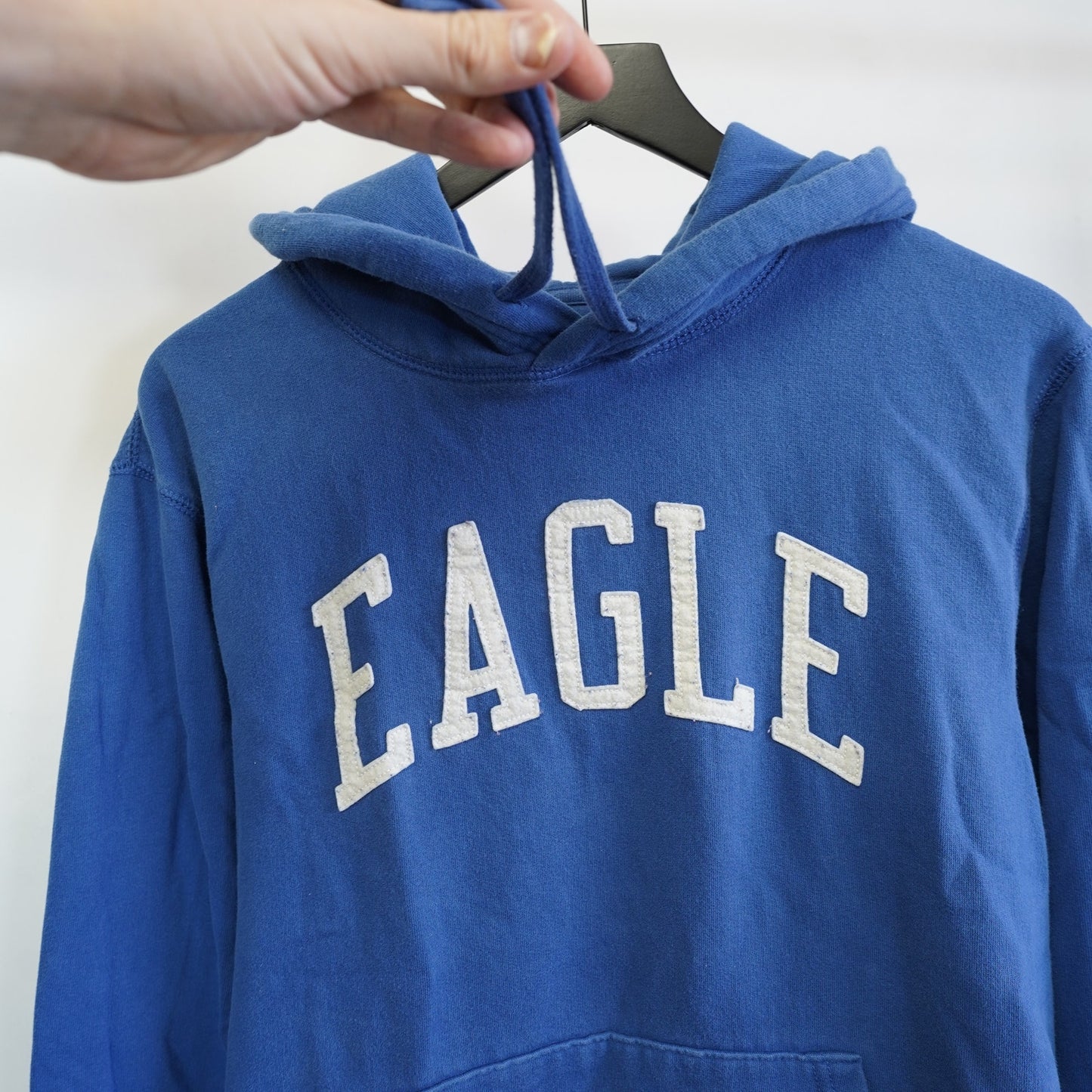 (M) American Eagle Embroidered Y2K Retro Hoodie Men's M Blue White 2000s Preppy