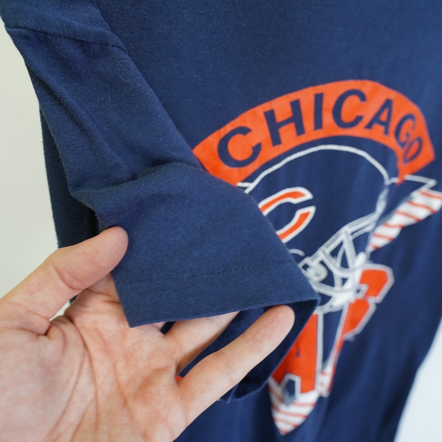 (XL) Vintage Chicago Bears 90s Trench NFL T-Shirt Men's XL Navy Blue Single Stitch