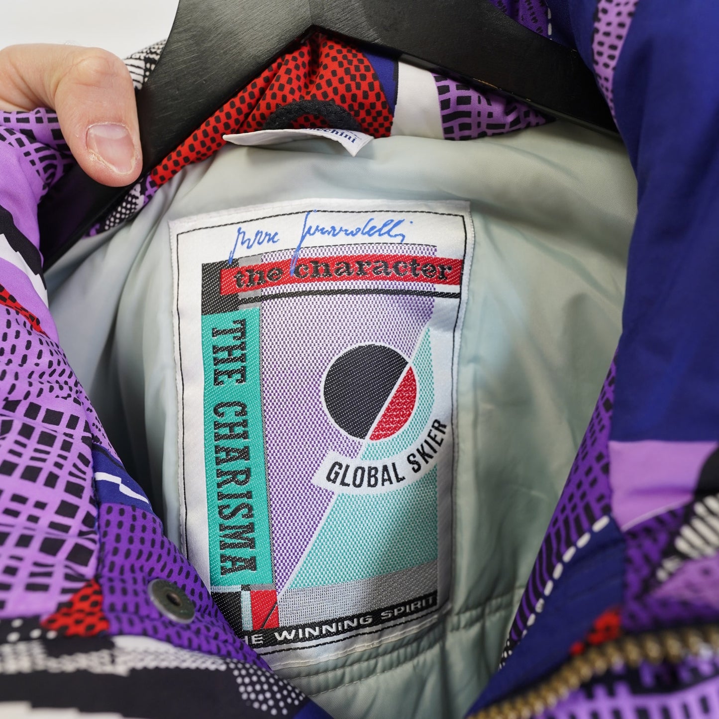 (M) Vintage Sergio Tacchini 90s Mens M Italy Crazy Print White Label Ski Jacket AOP