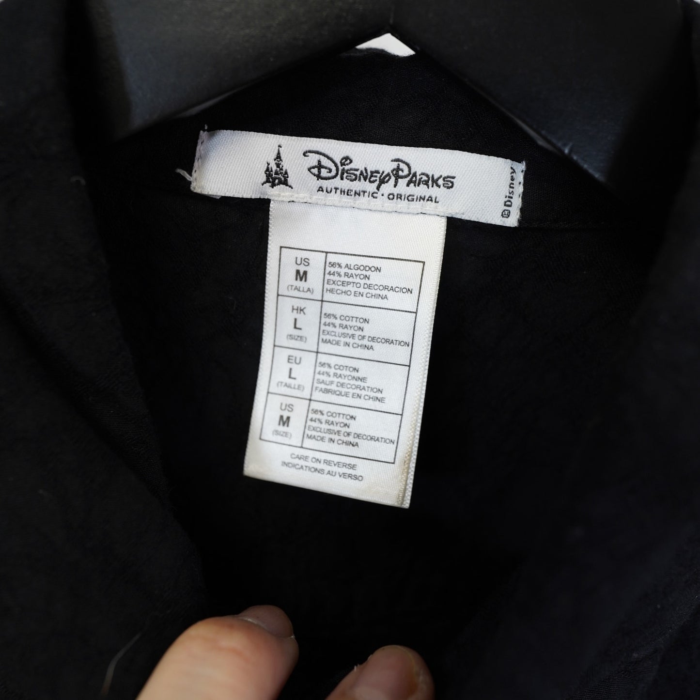 (M) Mickey In Paradise Disney Sewn Hawaiian Shirt Men's M Black Embroidered