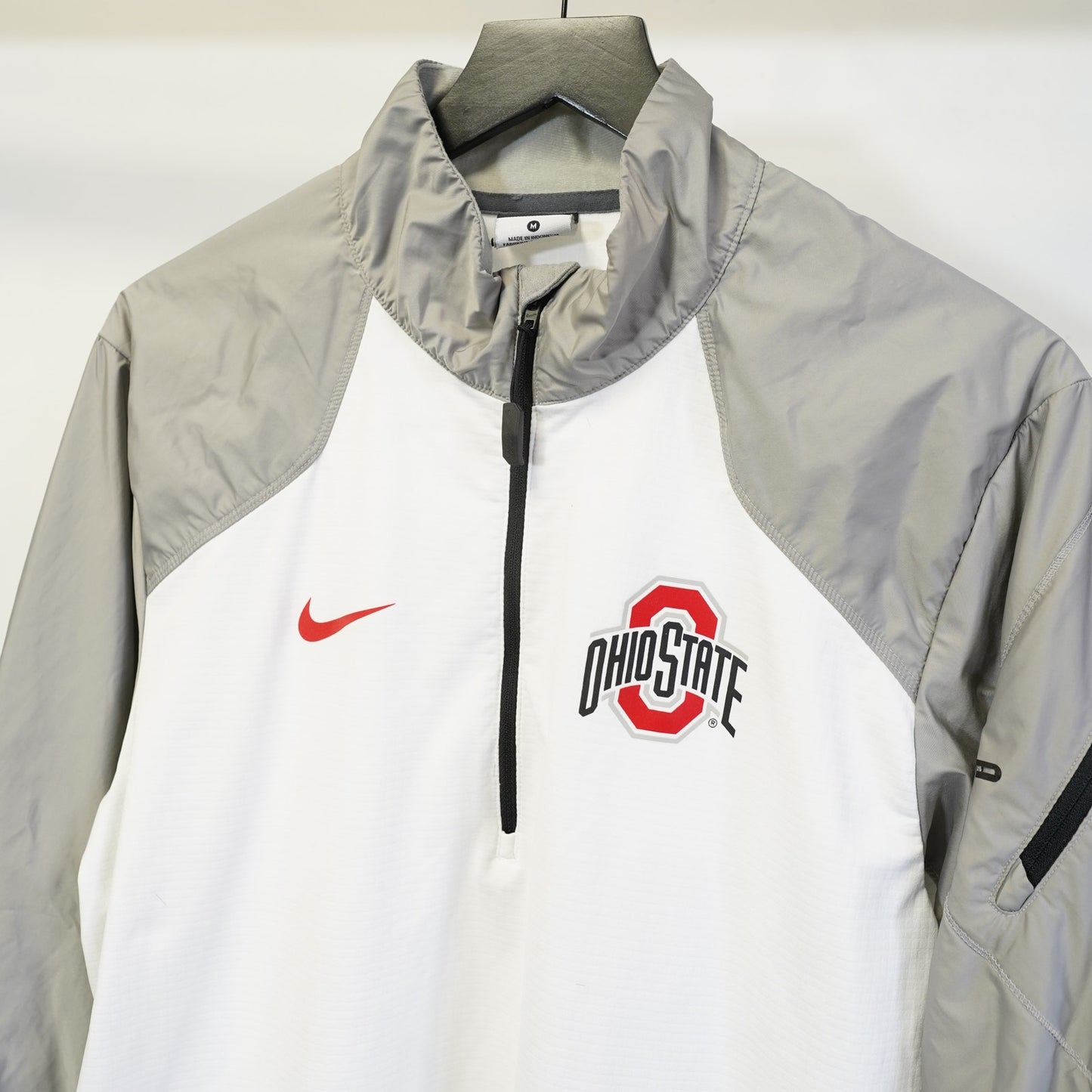 (M) Nike Ohio State Buckeyes 1/4 Zip Pullover Windbreaker Jacket Mens M White DriFit