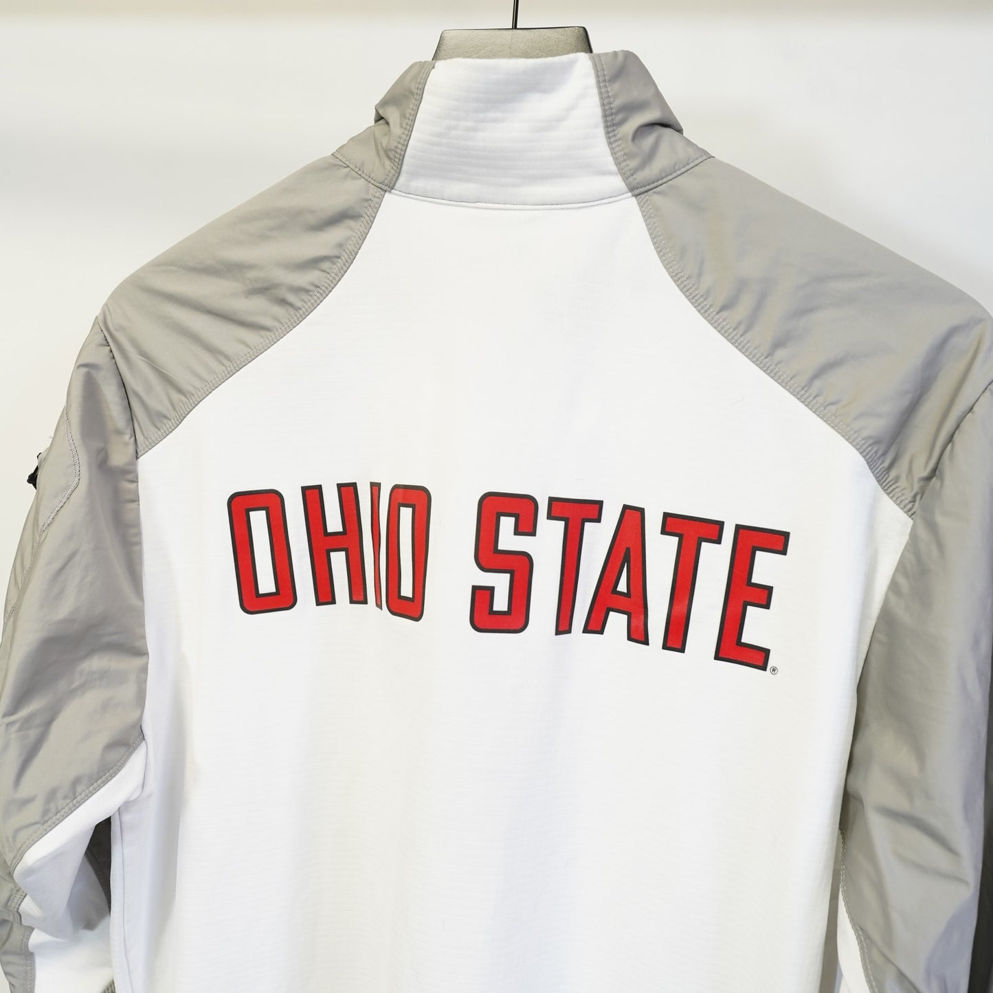 (M) Nike Ohio State Buckeyes 1/4 Zip Pullover Windbreaker Jacket Mens M White DriFit