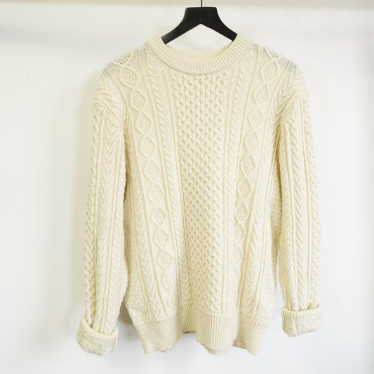 (M) Uniqlo Cable Knit Sweater White Ivory Jumper Women's M Oversized Cottage Boho