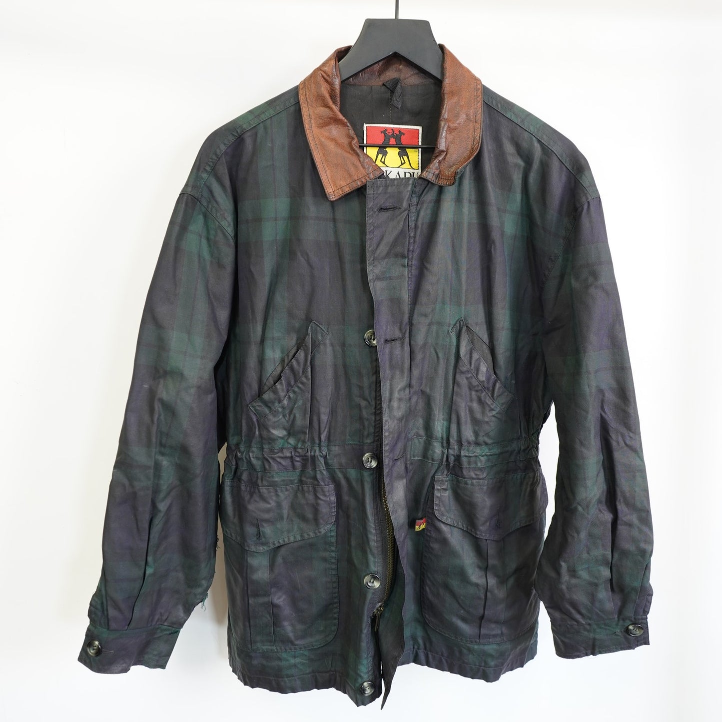 (M) Vintage Kakadu Traders Australia Plaid Waxed Field Jacket Men's M Navy 90s Coat