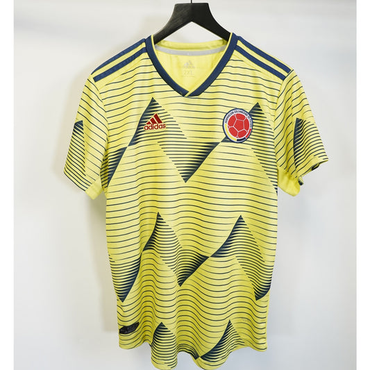 (L) Adidas Colombia Home Soccer Jersey Youth XXL Men's L Yellow 2019 Football
