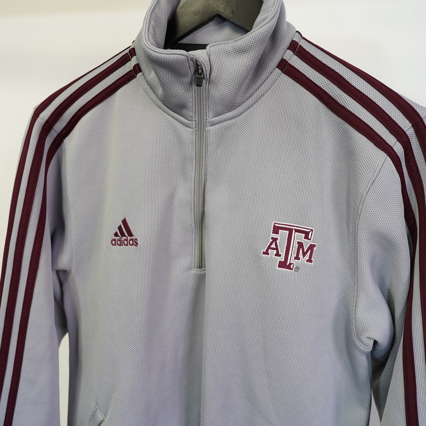 (S) Vintage Adidas Texas A&M Aggies Climawarm Full Zip Jacket Men's S Gray 2000s Y2K