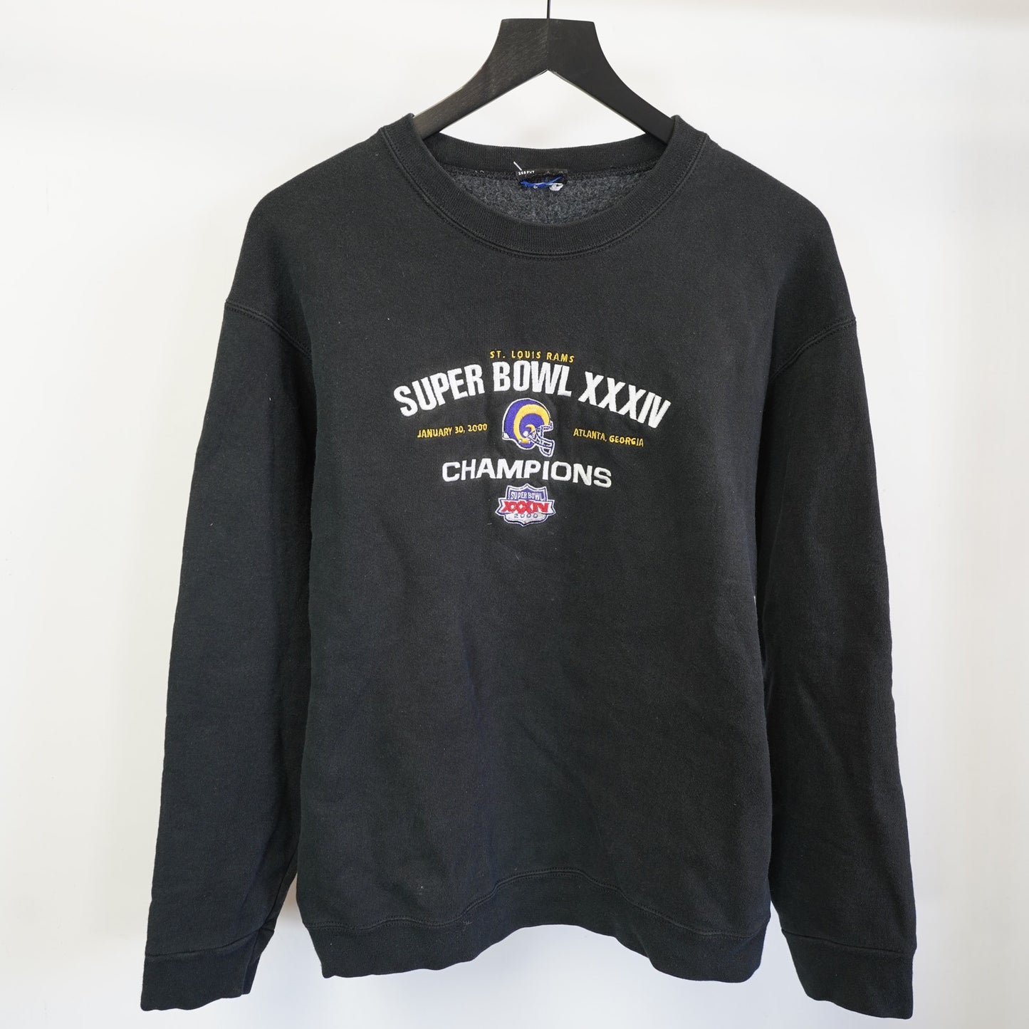 (M) Vintage LA St. Louis Rams Superbowl Champions Sweatshirt Men's M Black Stitched