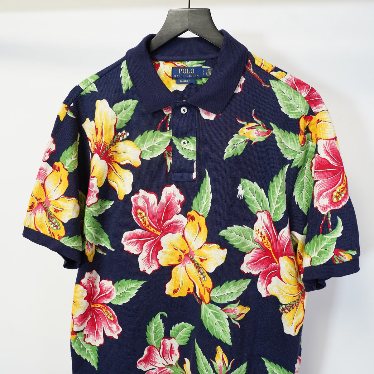 (L) Polo Ralph Lauren Classic Fit Floral Print Polo Shirt Mens L Hibiscus Tropical