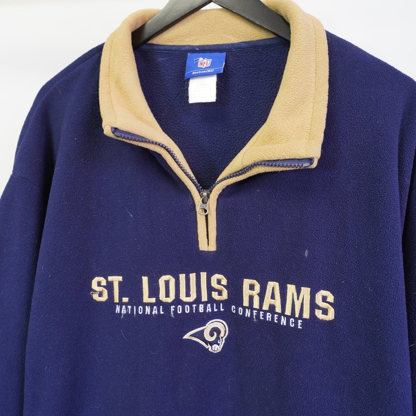 (XL) Vintage St. Louis LA Rams Fleece 1/4 Zip Pullover Sweater Men's XL Jacket Blue
