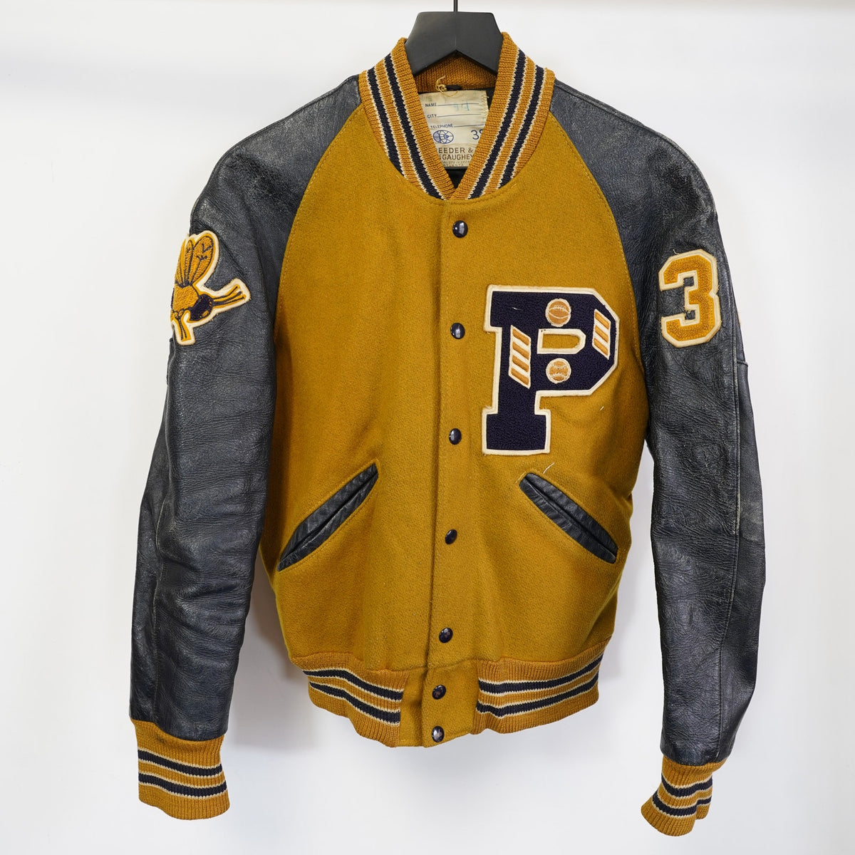(S) True Vintage 60s Reeder & McGaughey Letterman Varsity Jacket Men's S 38 Yellow