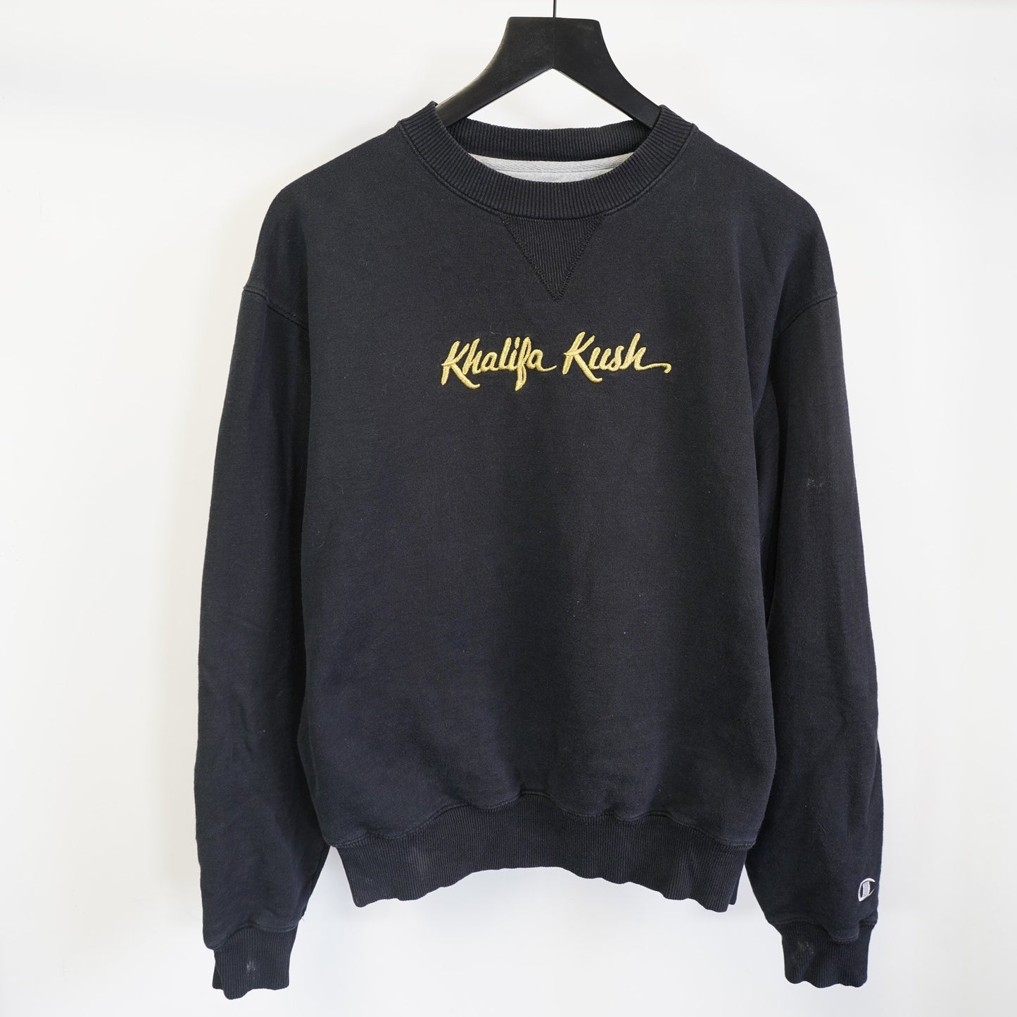 (M) Vintage Khalifa Kush Champion Sweatshirt Wiz Khalifa Men's M Black Gold Rap