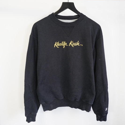 (M) Vintage Khalifa Kush Champion Sweatshirt Wiz Khalifa Men's M Black Gold Rap
