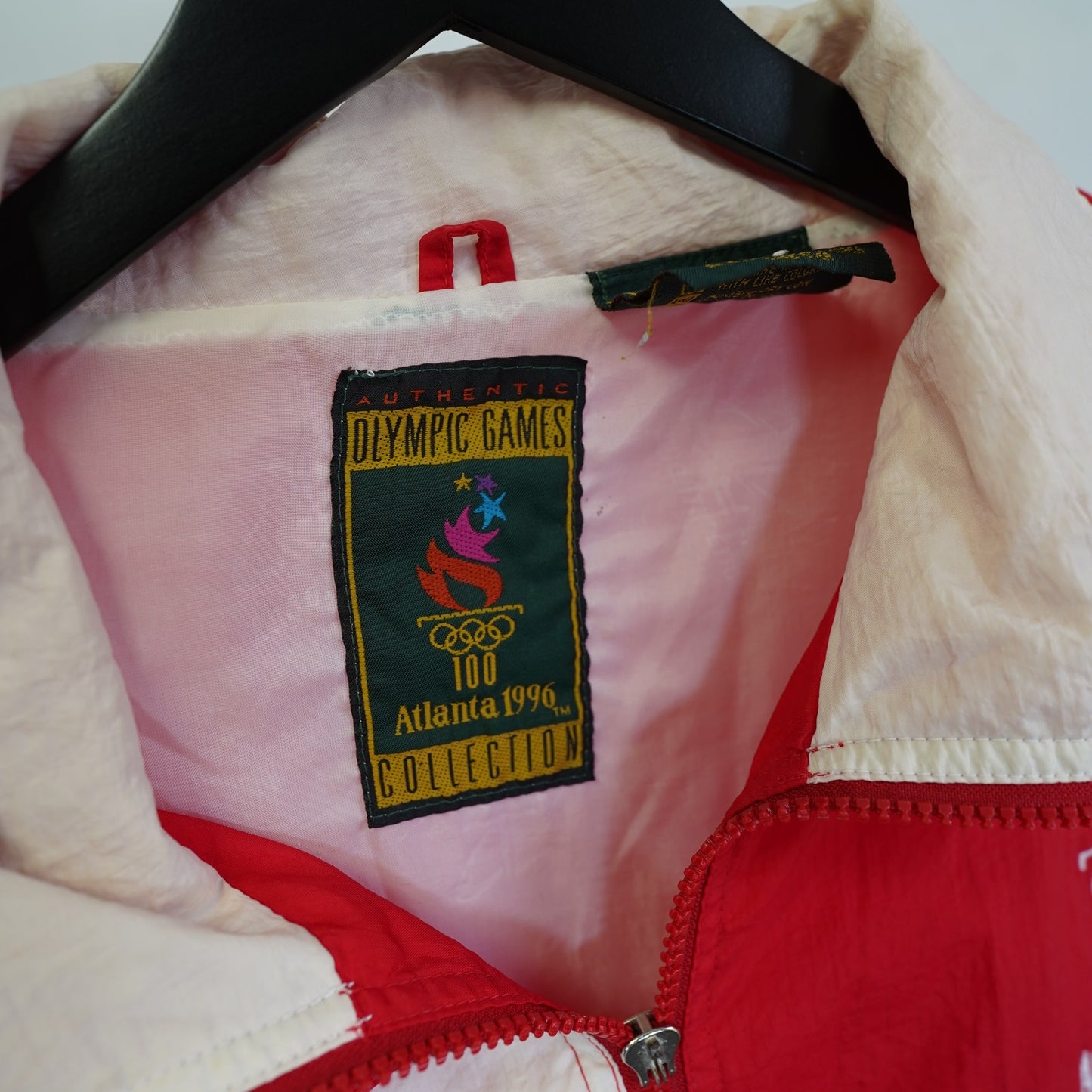 (M) Vintage 1996 Olympic American Flag Atlanta Logo 7 90s Windbreaker Jacket