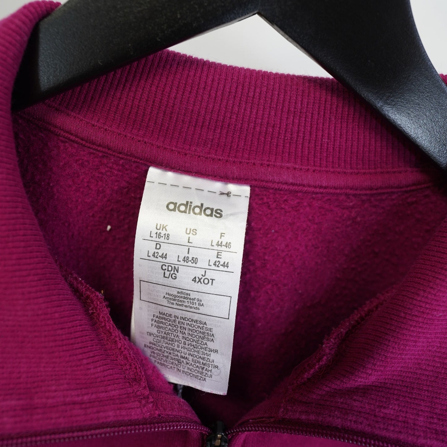 (Women's L) Adidas Women's 1/4 Zip Pullover Sweatshirt Size L Pink Magenta Gym Running