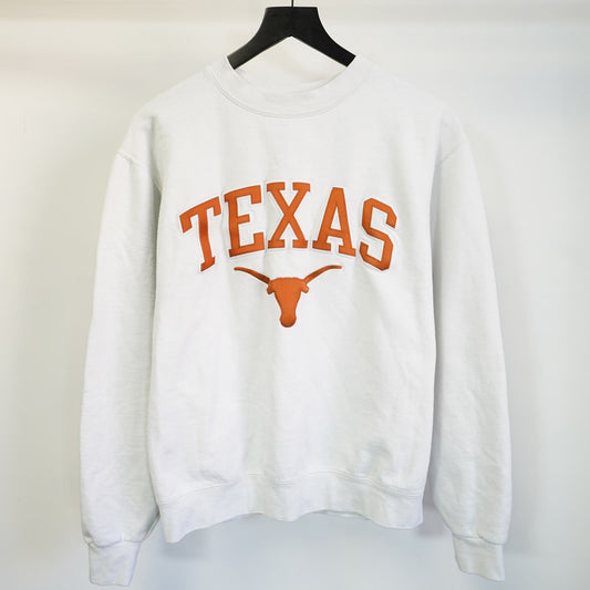 ((M) Texas Longhorns Champion Embroidered Sweatshirt Men's M White Sewn UT Crewneck