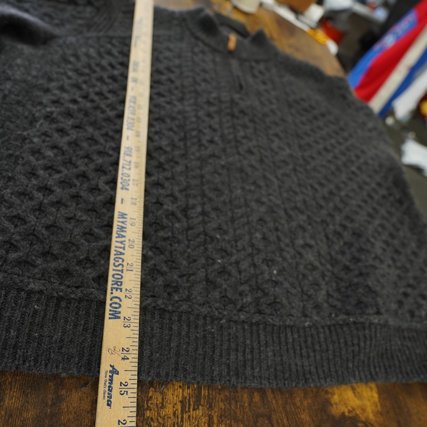 (L) Aran Sweater Market 1/4 Zip Cable Knit Wool Fisherman Sweater Men's L Gray Irish