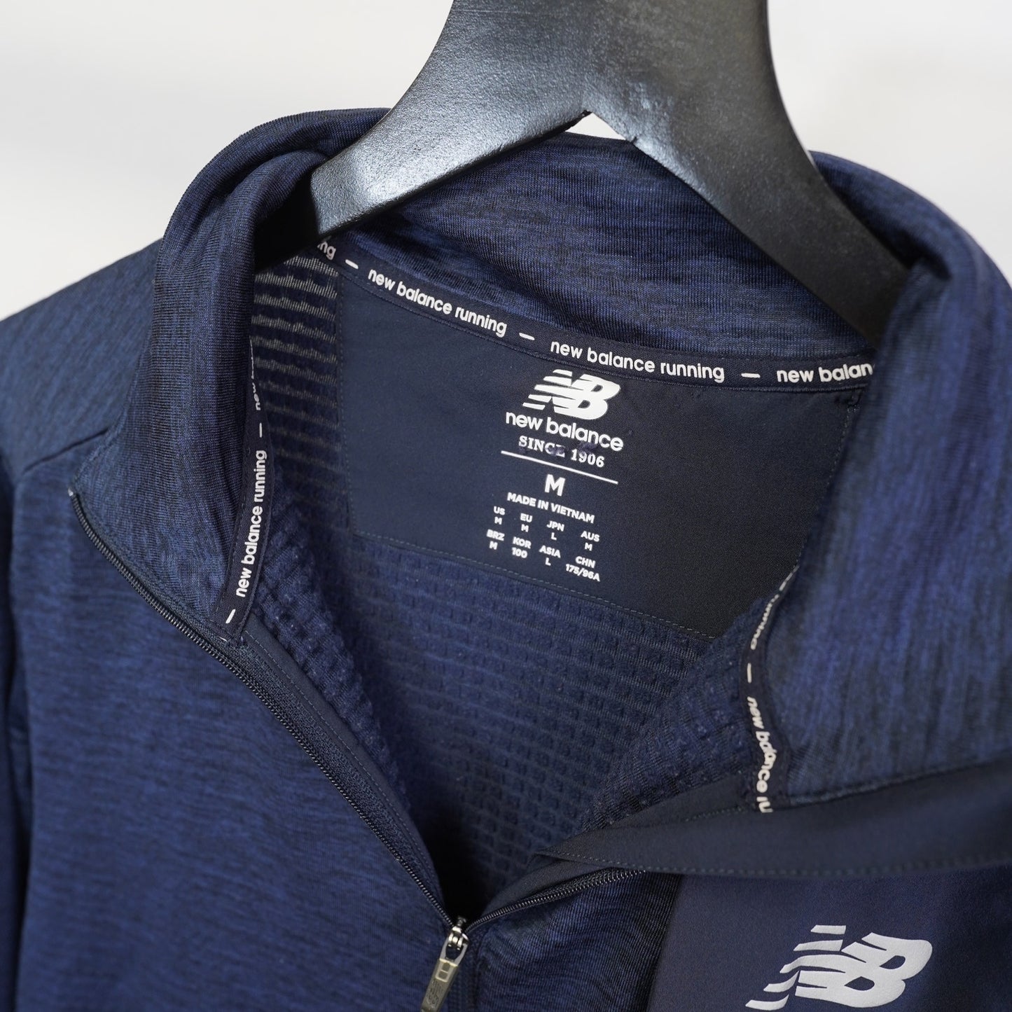 (M) New Balance Heat Grid Half Zip Pullover Running Jacket Men's M Navy Blue