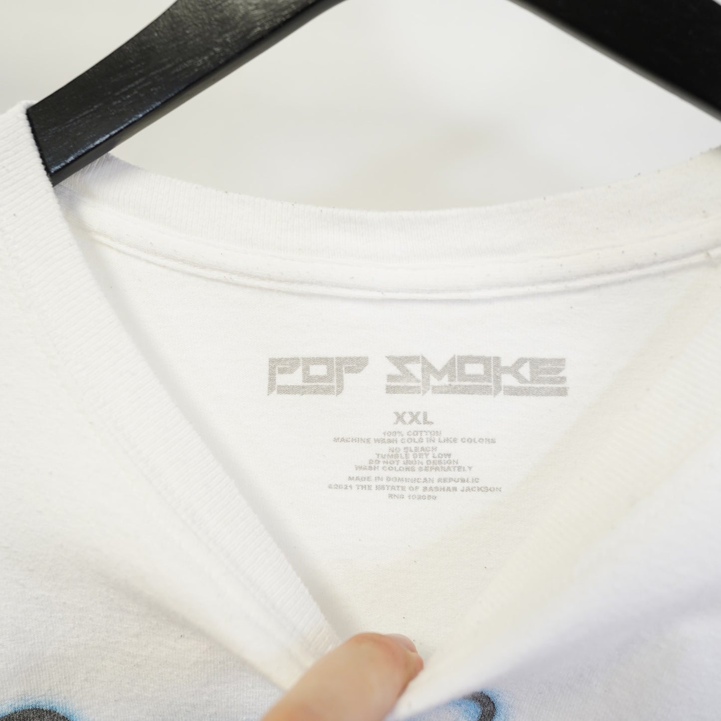 (XXL) Pop Smoke Air Brush Rap Concert Tour Tribute T-Shirt Men's XXL White Streetwear