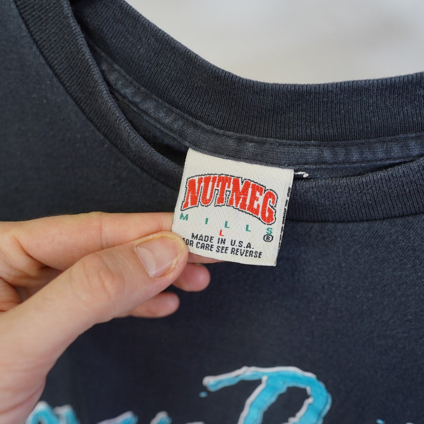 (L) Vintage Mighty Ducks Nutmeg Mills 90s Hockey T-Shirt Men's L Black Single Stitch