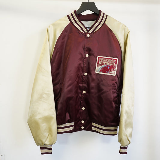 (XL) Vintage Michigan Panthers USFL Satin Bomber Jacket Men's XL 80s Red Gold Retro