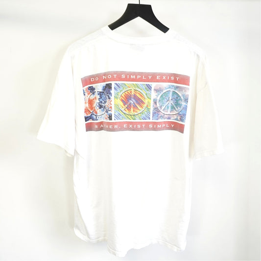 (XL) Vintage American Eagle Peace Surf Tie Dye T-Shirt Men's XL White 90s USA Made