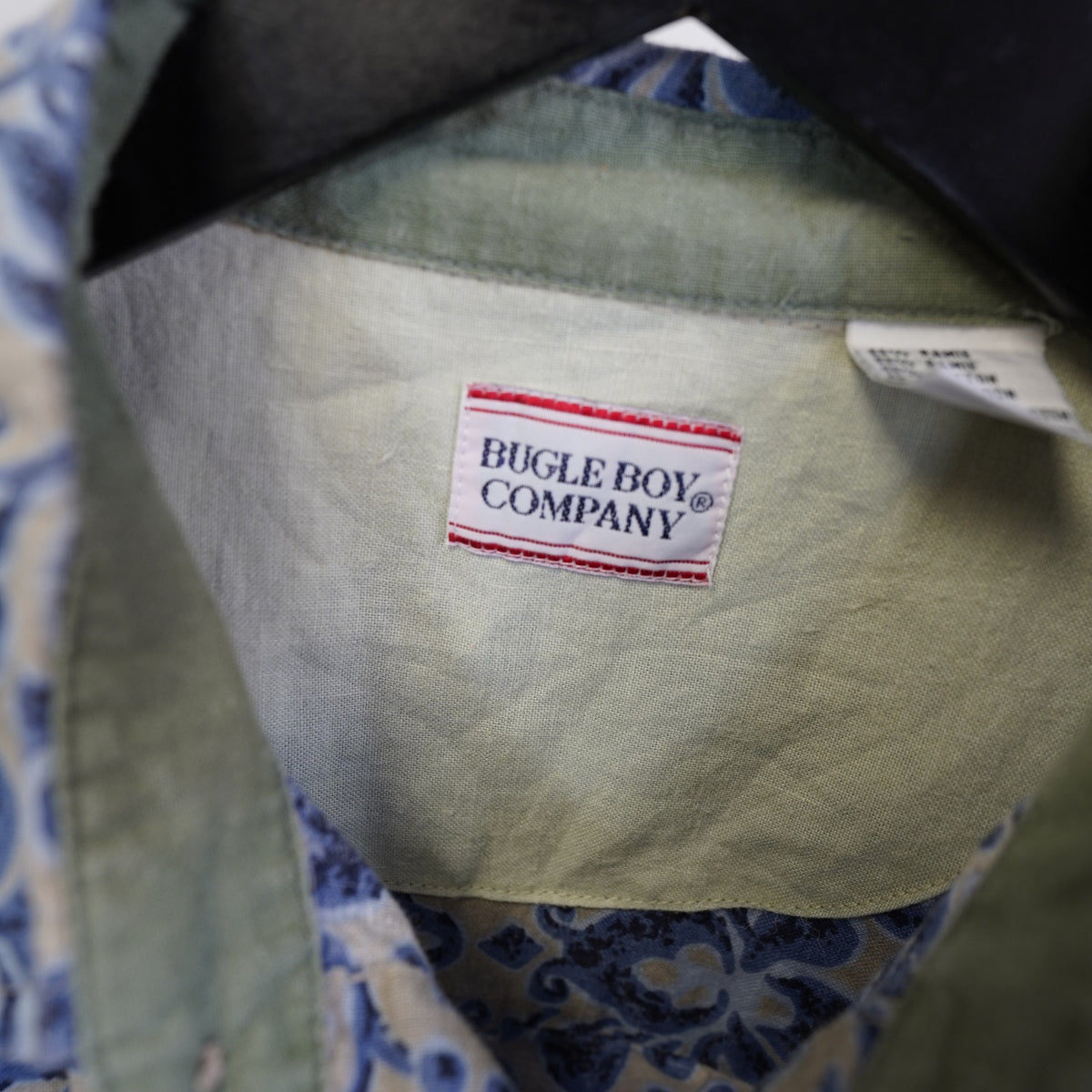 (M) Vintage Bugle Boy 90s Floral Geometric Button Up Shirt Men's M Blue Gray Baggy