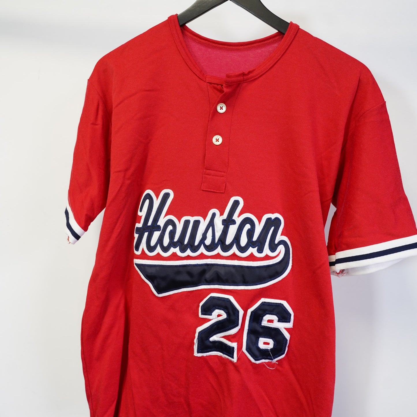 (M) Vintage University of Houston Cougars Sewn Baseball Jersey Men's M Red U of H