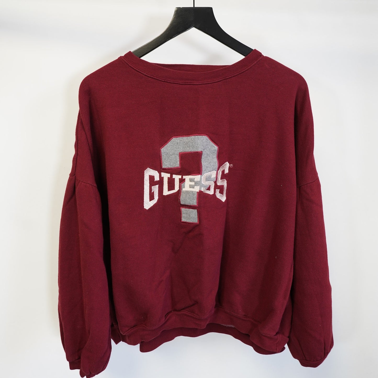 (L) Boxy Vintage Guess Jeans Embroidered Sweatshirt Men's L Maroon 90s Cropped