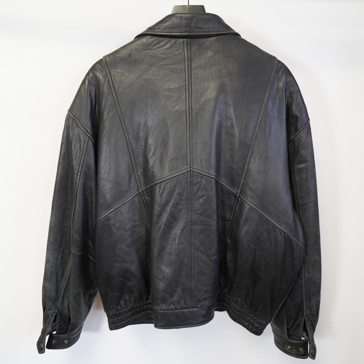 (L) Vintage Outdoor Exchange Insulated Leather Bomber Aviator Jacket Men's L Black