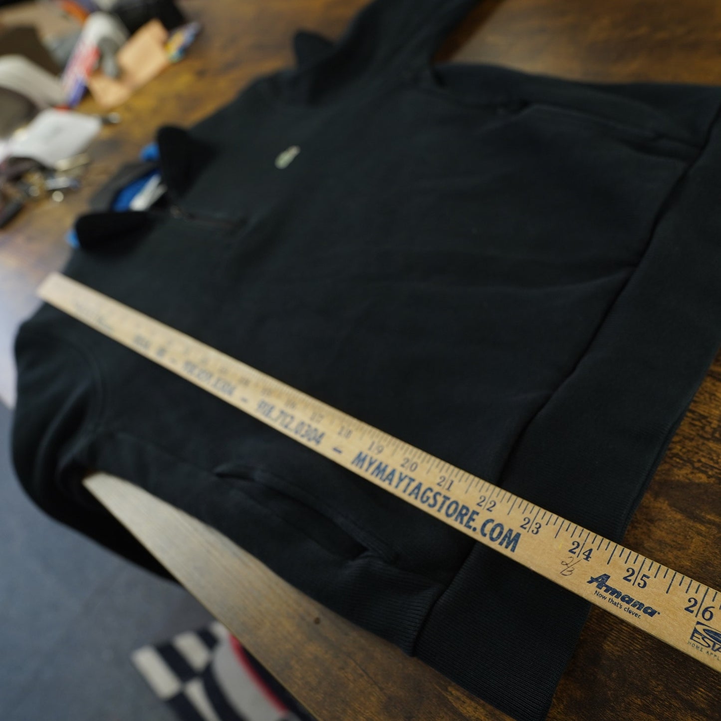 (M) Lacoste 1/4 Zip Pullover Sweater Men's Size 4 S/M Black Blue Preppy Casual