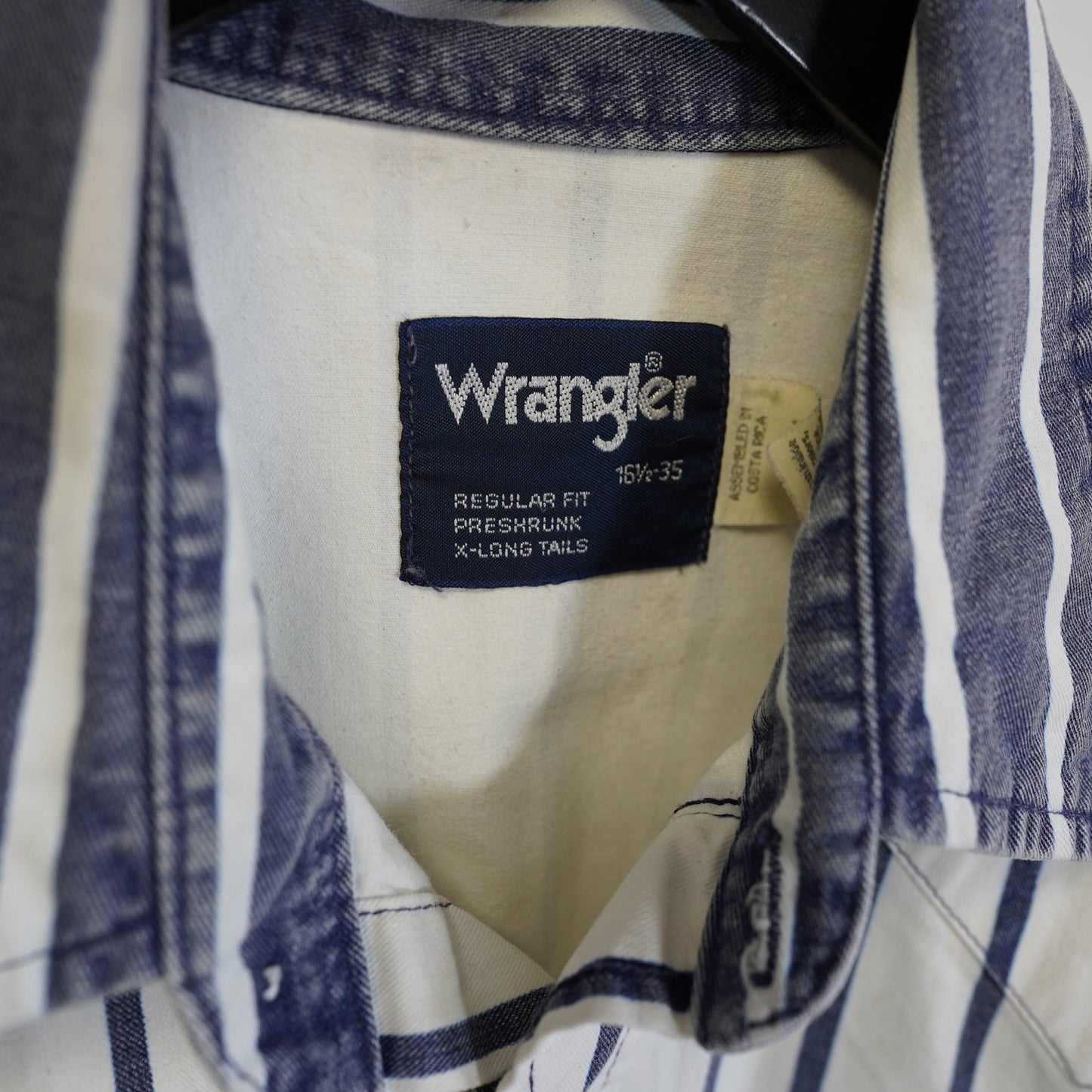 (L) Vintage Wrangler Brushpopper Western Striped Button Up Men's 16.5-35 Large White