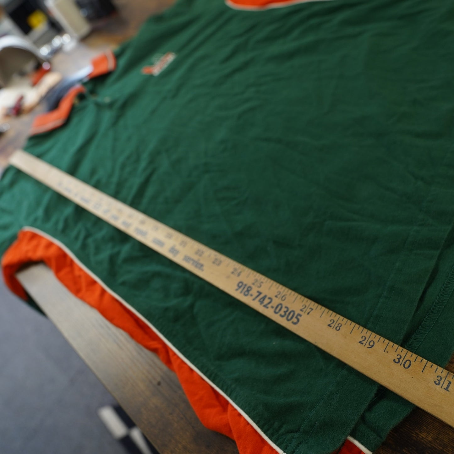 (L) Vintage University of Miami Hurricanes Starter Polo Shirt Men's L Green Orange
