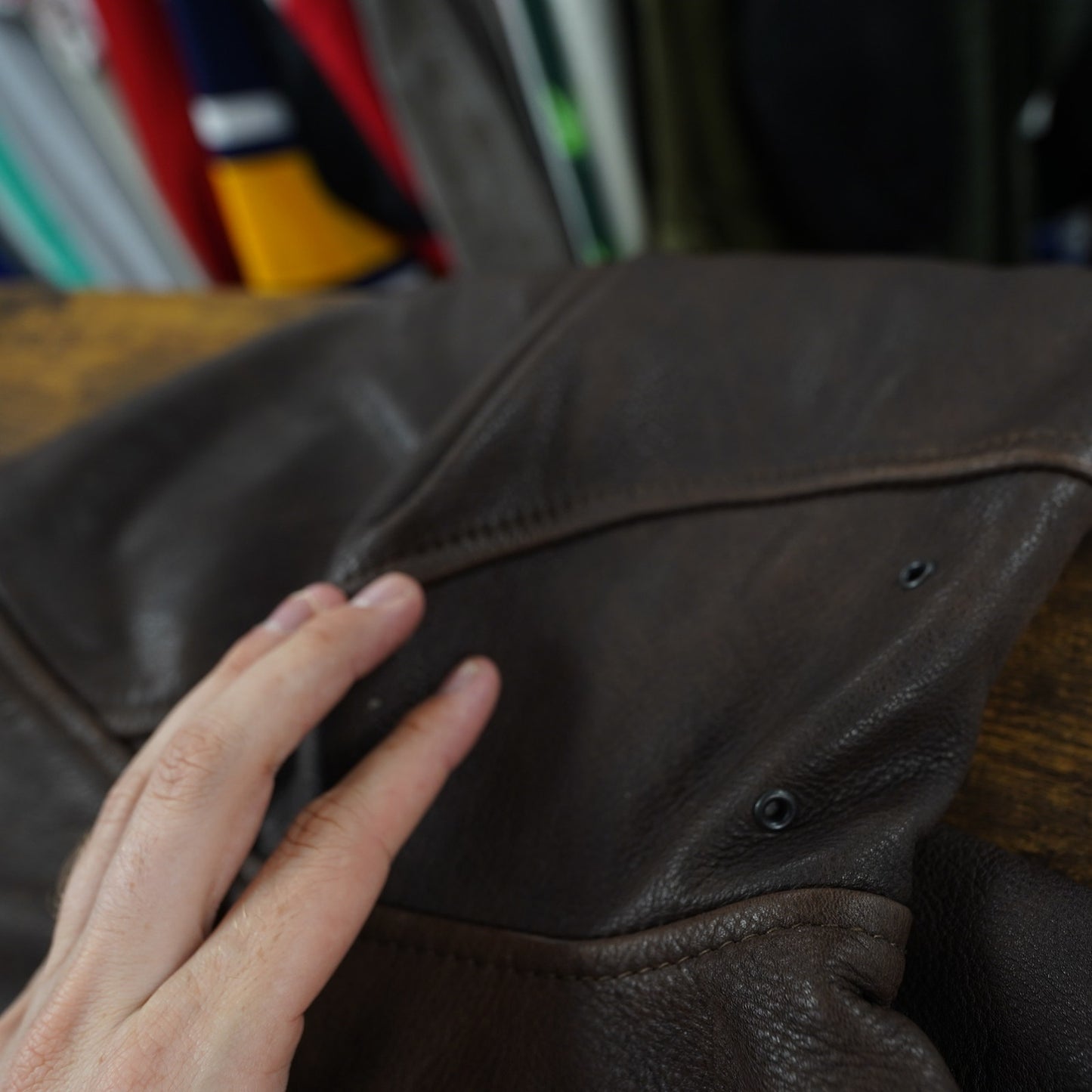(XL) Vintage John Ashford 100% Leather Bomber Aviator Jacket Men's XL Brown 90s