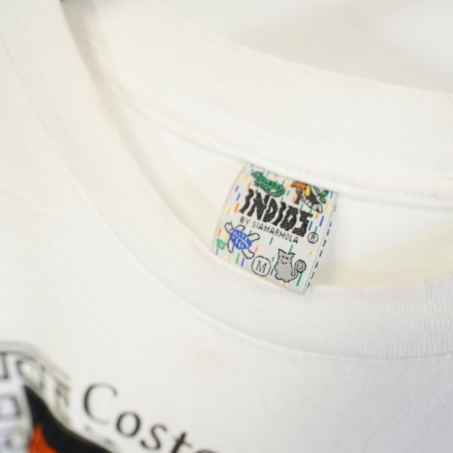 (M) Vintage Costa Rica Indio Siamarmola Nature Bird T-Shirt Mens M White Sewn Parrot