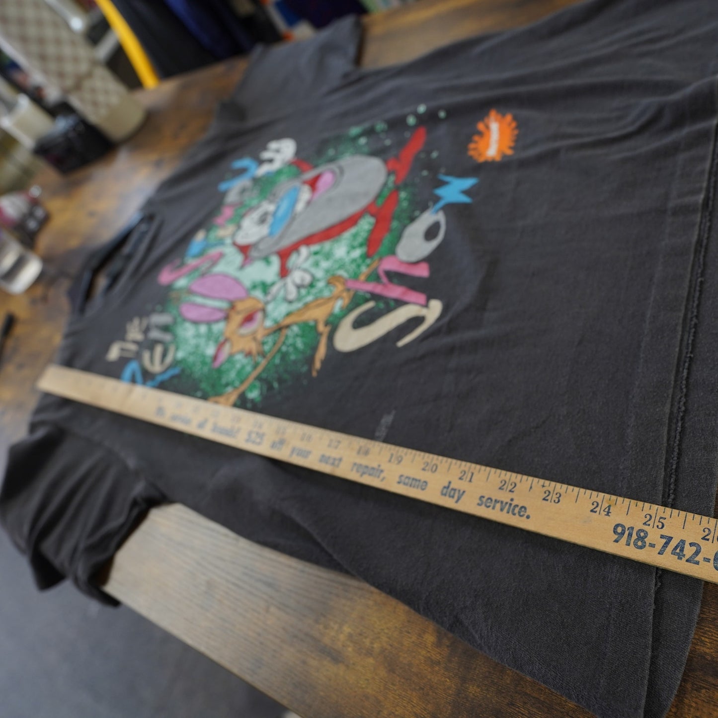 (L) Vintage The Ren & Stimpy Changes T-Shirt Size L 1991 Black Single Stitch