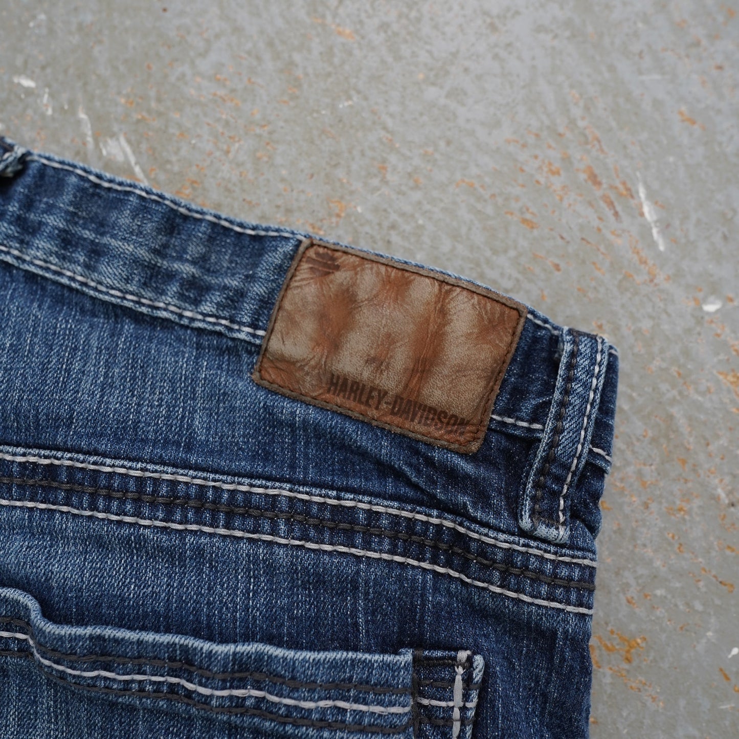 (36x30) Vintage Harley Davidson Straight Leg Biker Blue Jeans Men's 36x30 Denim Y2K 2000