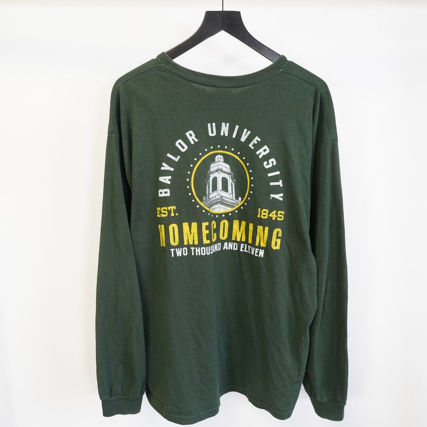 (XL) Baylor University Bears Homecoming Longsleeve T-Shirt Men's XL Green Yellow
