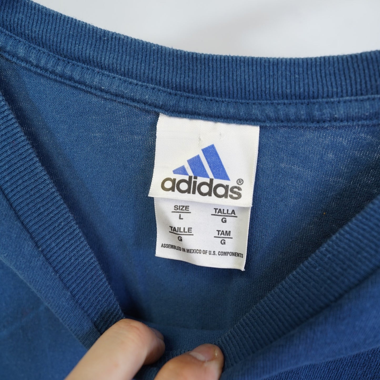 (L) Vintage Adidas Y2K Long Sleeve T-Shirt Men's L Blue Retro 2000s Streetwear