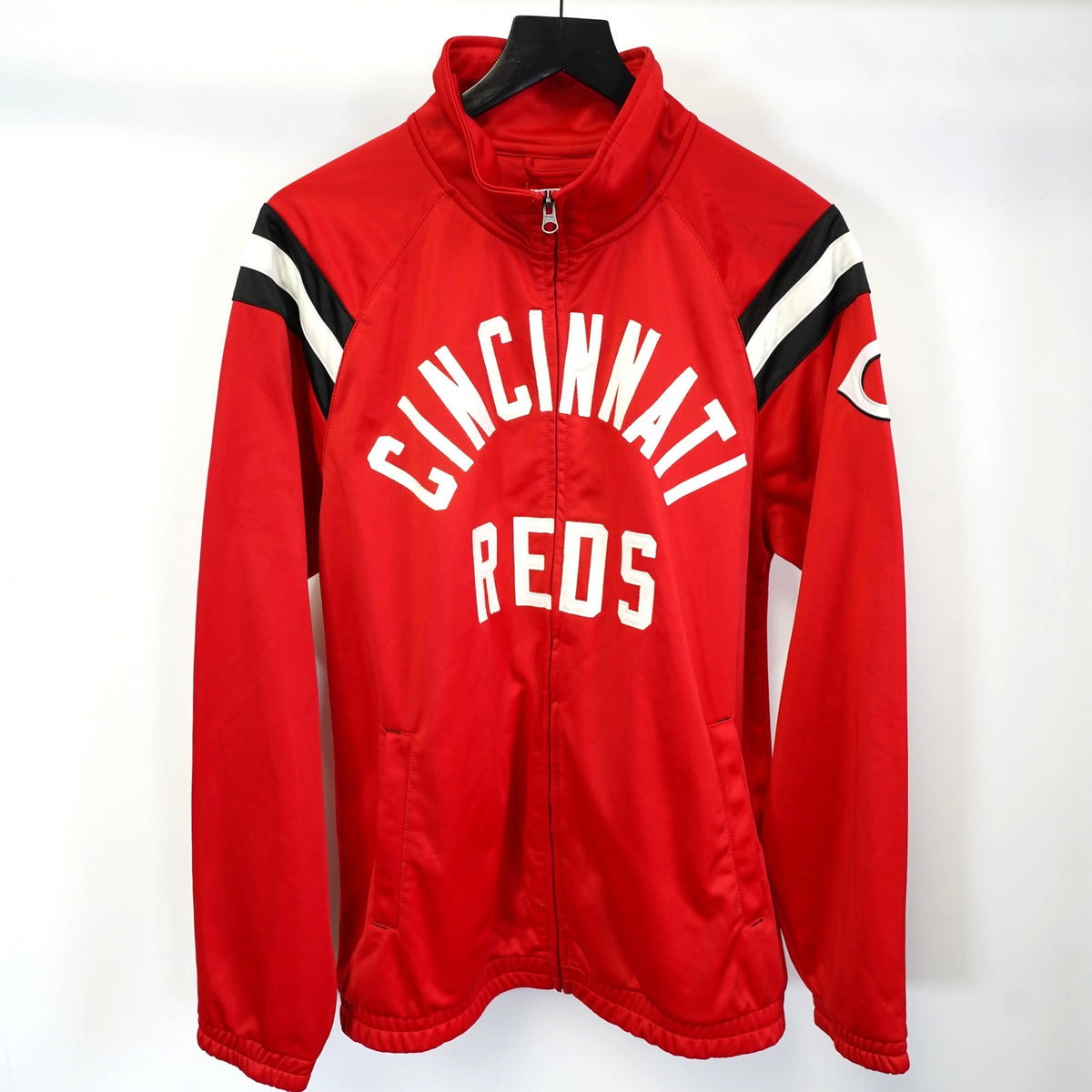 (L) Cincinatti Reds Stitched Baseball Full Zip Track Jacket Men's L Red MLB Retro